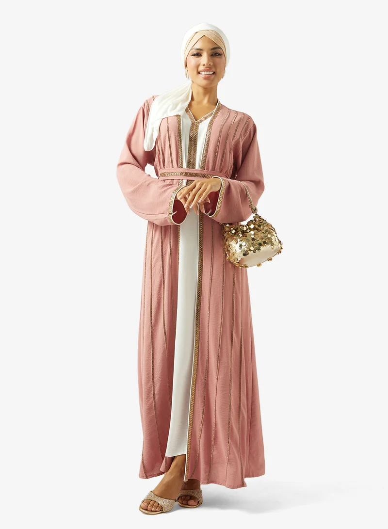 Arabian Closet  LADIES ABAYA 2 PIECE WITH BELT for Women | Best Price UAE